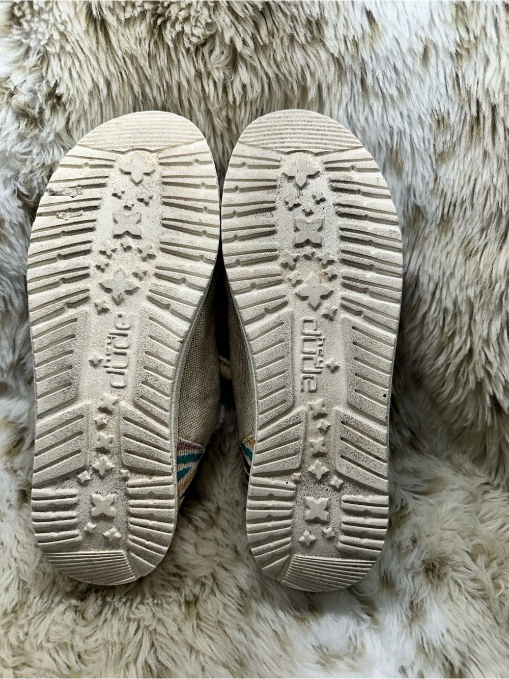 Hey Dude Wendy Funk Wool Beige Faux Fur Lined Southwestern Loafers Shoes Size 6 - Picture 6 of 7